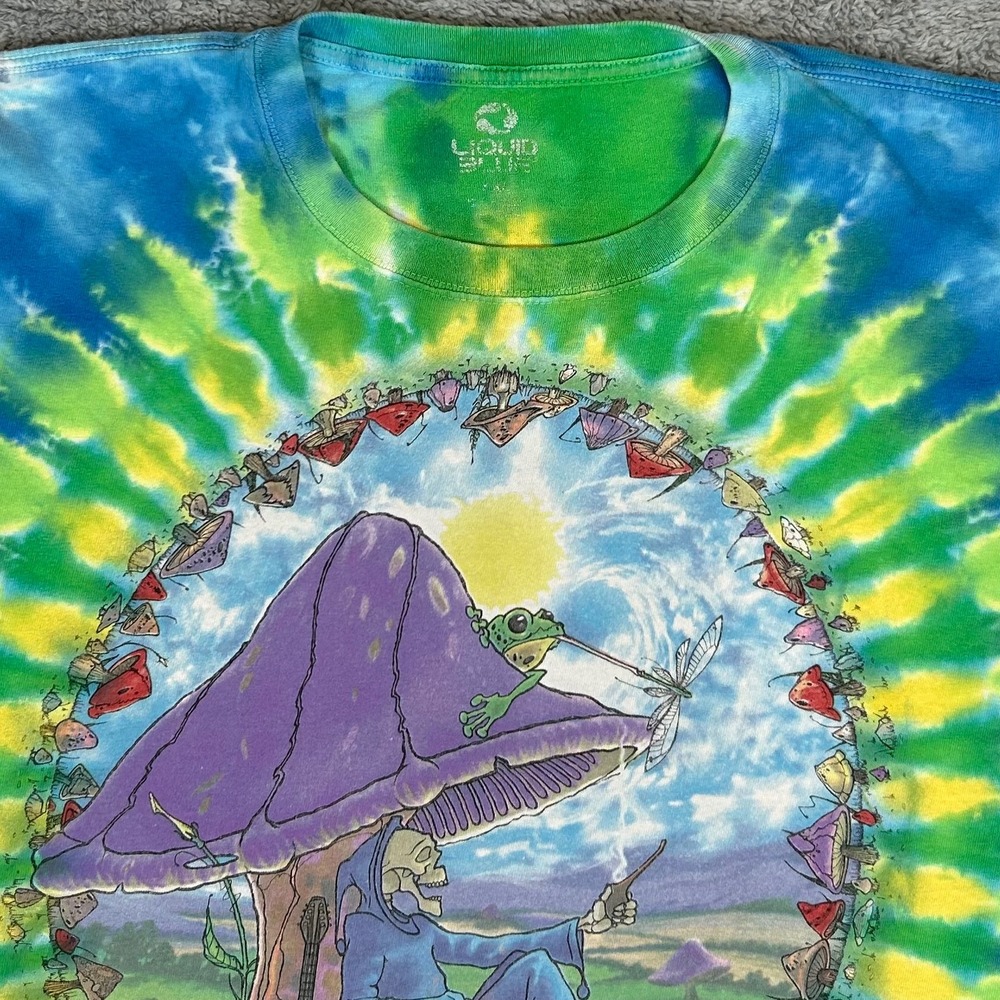 Liquid Blue Mens XL Tie Dye Mushroom Skeleton Wizard Frog Graphic T-Shirt